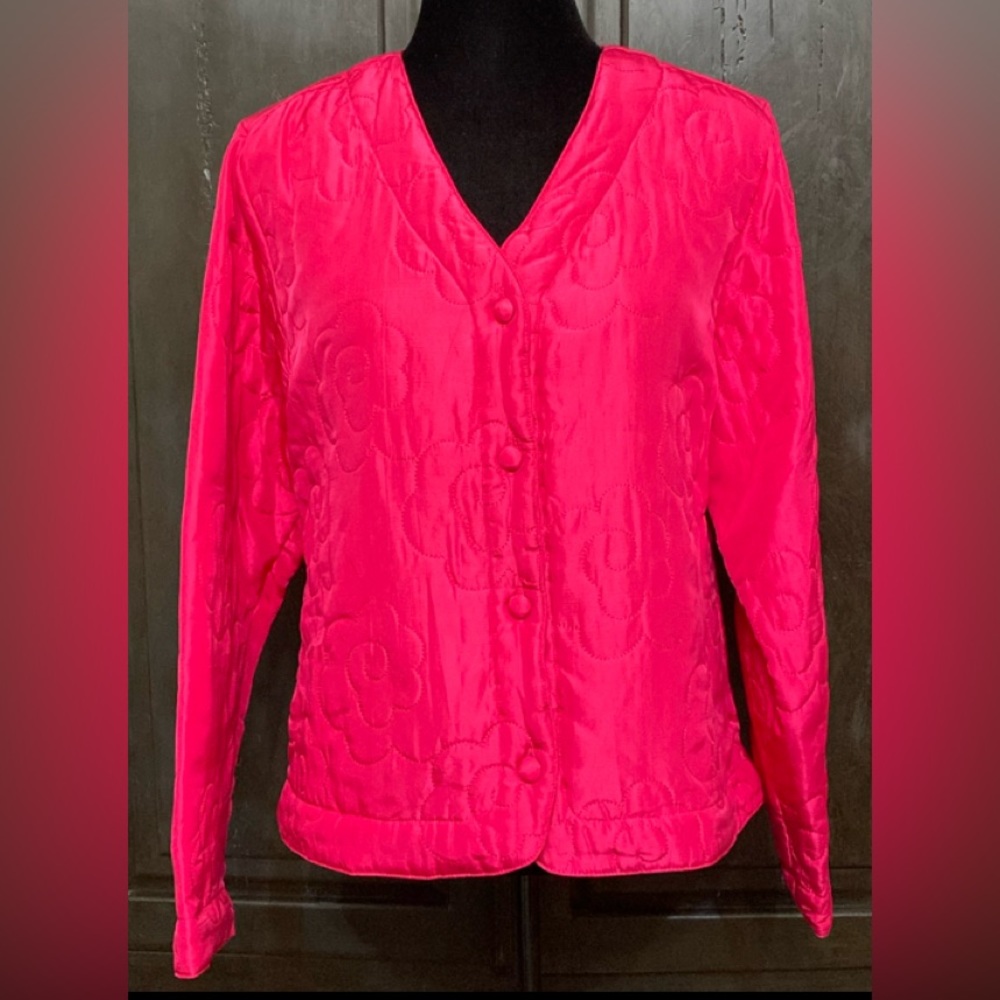 Catherine Stewart Hot Pink Silk quilt jacket - Size Large